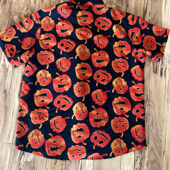 SSLR Mens Halloween Pumpkin Shirt 2XL NEW Casual Button Up Spooky Party Holiday - Picture 4 of 6